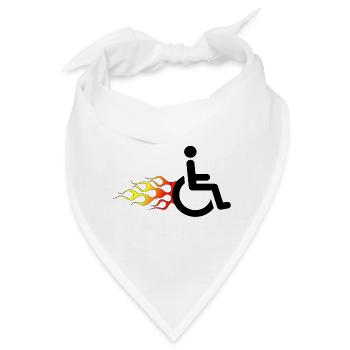 Rollstuhlfahrer mit Flammen # - Bandana - Weiß - Vorne