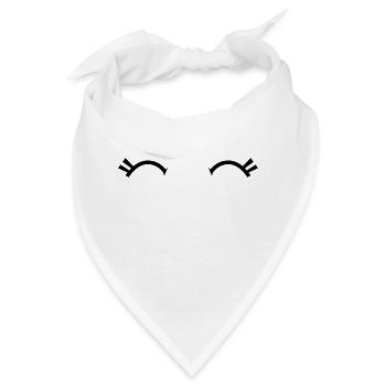 süße fröhliche Kawaii Augen mit Wimpern - Bandana - Weiß - Vorne