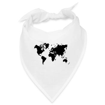 Schwarze Weltkarte - Bandana - Weiß - Vorne