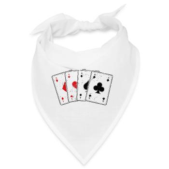 Karo- Herz- Pik- Kreuz-As Kartenspiel Poker Profi - Bandana - Weiß - Vorne