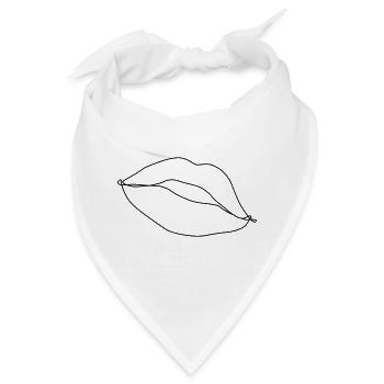 Kussmund Zeichnung - Bandana - Weiß - Vorne