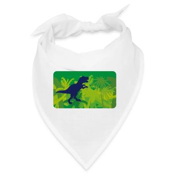 Urwald Dinos T- Rex - grün - Bandana - Weiß - Vorne