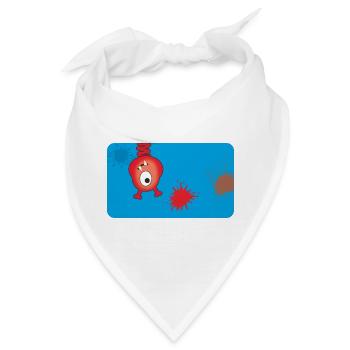 Rotes Monster & Farbkleckse - blau  - Bandana - Weiß - Vorne