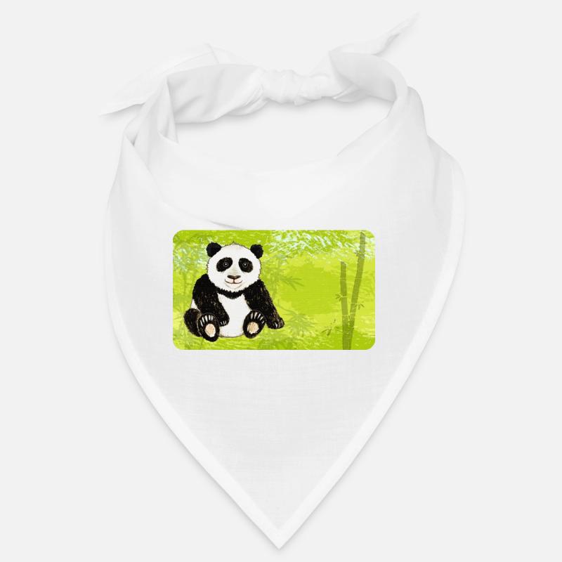Sitting panda bear in green bamboo forest Bandana