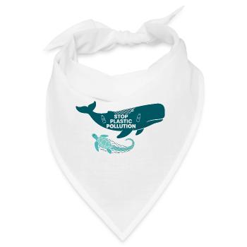 Stop Plastic Pollution, whale and turtle - Bandana - Weiß - Vorne