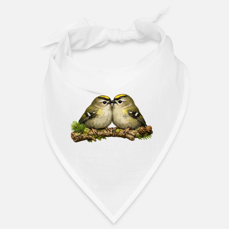 Goldcrests on twig - illustration Bandana