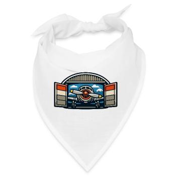 Retro Propeller Flugzeug Hangar - Bandana - Weiß - Vorne
