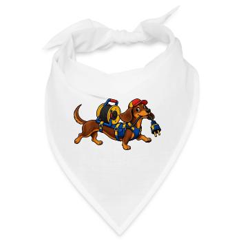Dackel auf Draht - Bandana - Weiß - Vorne