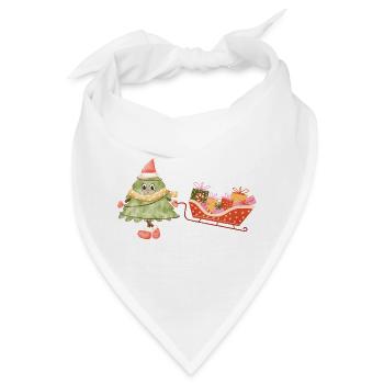 Süßer Weihnachtsbaum mit Schlitten und Geschenken - Bandana - Weiß - Vorne
