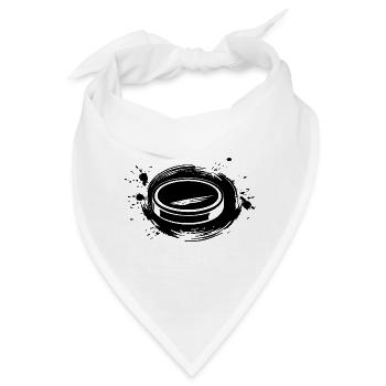 Eishockey Puck Skizze - Bandana - Weiß - Vorne