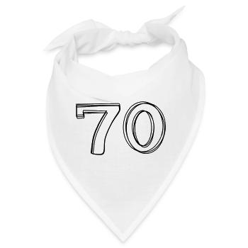 Zahl 70 handgezeichnet - Bandana - Weiß - Vorne