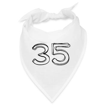 Zahl 35 handgezeichnet - Bandana - Weiß - Vorne