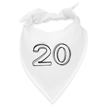 Zahl 20 handgezeichnet - Bandana - Weiß - Vorne
