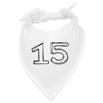 Zahl 15 handgezeichnet - Bandana - Weiß - Vorne