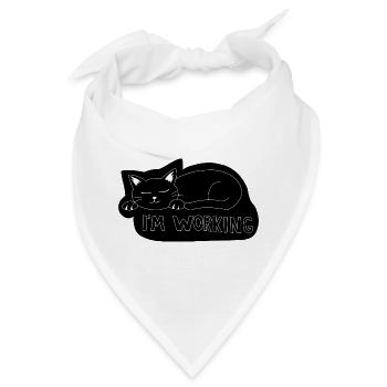 Schlafende Katze bei der Arbeit - Bandana - Weiß - Vorne