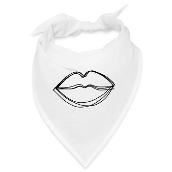 Kussmund handgezeichnet - Bandana - Weiß - Vorne