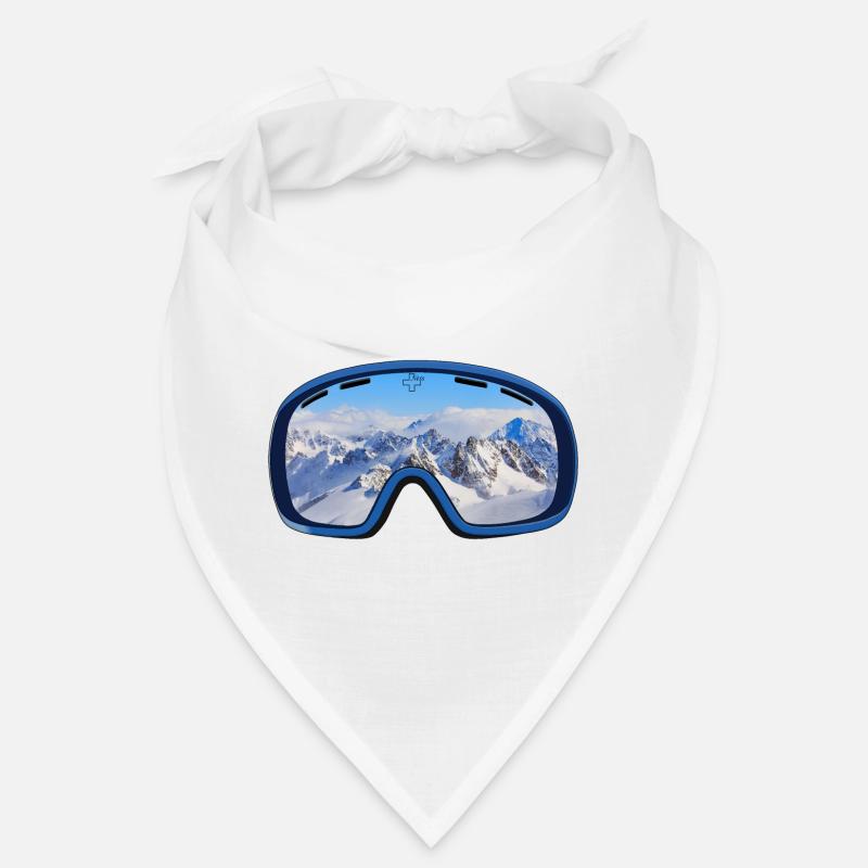 Ski goggles reflect mountain panorama Bandana