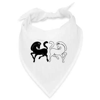 Zwei Pferde schwarz und weiß - Bandana - Weiß - Vorne