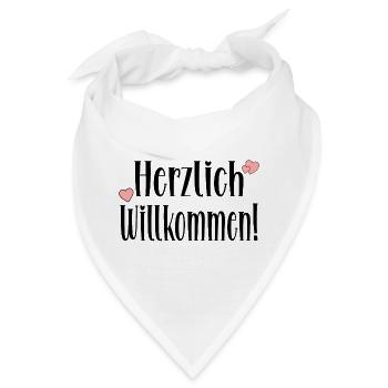 Herzlich Willkommen Sprüche - Geschenke - Bandana - Weiß - Vorne