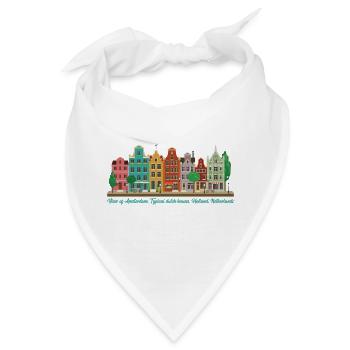 Blick auf Amsterdam, typisch holländische Häuser, Holland - Bandana - Weiß - Vorne