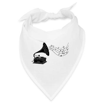 Schwarzes Grammophon und Musik - Bandana - Weiß - Vorne