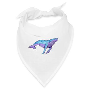 Buckelwal Aquarell - Bandana - Weiß - Vorne
