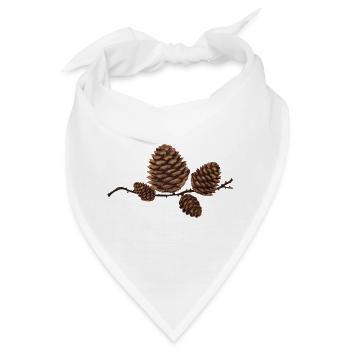 Wunderschöne Lärchenzapfen auf einem Zweig - Bandana - Weiß - Vorne