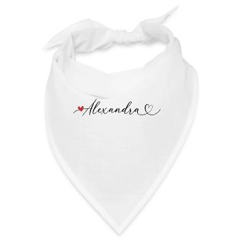 Alexandra Name Vorname Kalligrafieherz - Bandana - Weiß - Vorne