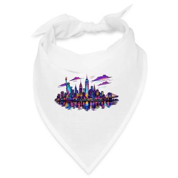 NYC Neon-Skyline Reflektion - Bandana - Weiß - Vorne