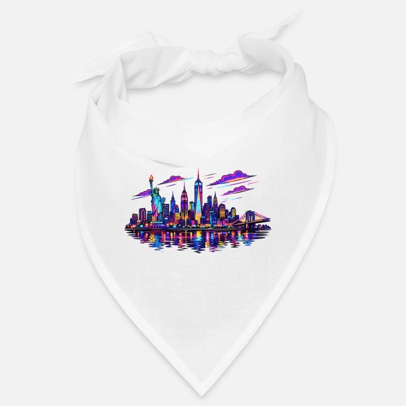 NYC Neon-Skyline Reflektion Bandana