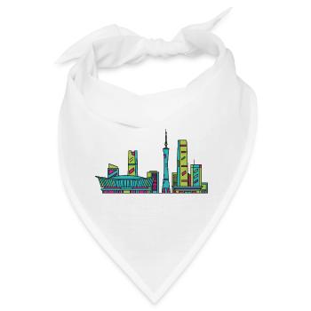 Chengdu City Skyline Sichuan Moderne Linienkunst - Bandana - Weiß - Vorne