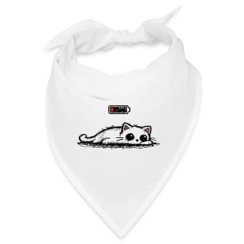 Battery low – Süße Katze Minimal Statement - Bandana - Weiß - Vorne