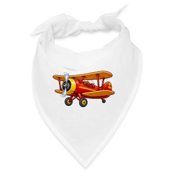 Doppeldecker Flugzeug Motiv Retro Cartoon  - Bandana - Weiß - Vorne