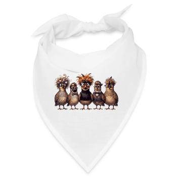 Coole WachtelBande | Lustiges Federvieh mit Brille - Bandana - Weiß - Vorne