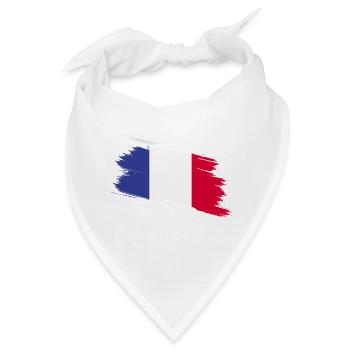 Frankreich Flagge – Trikolore im Pinselstrich Look - Bandana - Weiß - Vorne