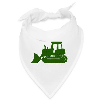 Grüne Bulldozer Silhouette - Bandana - Weiß - Vorne