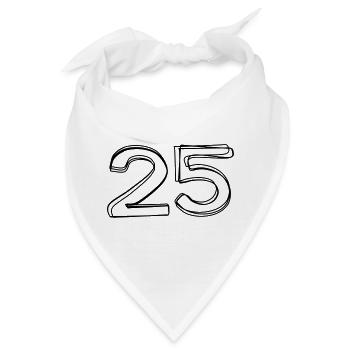 Zahl 25 handgezeichnet - Bandana - Weiß - Vorne