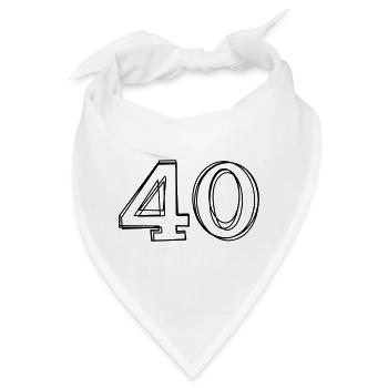 Zahl 40 handgezeichnet - Bandana - Weiß - Vorne