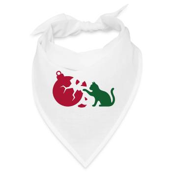 Katze Christbaumkugel Grafik - Bandana - Weiß - Vorne