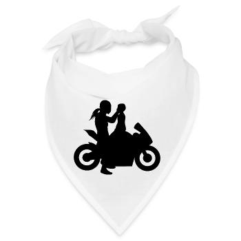 Mutter Sohn Motorradfahrerin Rennmotorrad Bikerin - Bandana - Weiß - Vorne