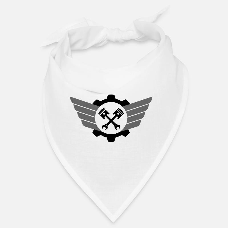 Piston key crossed with gear and wing Bandana