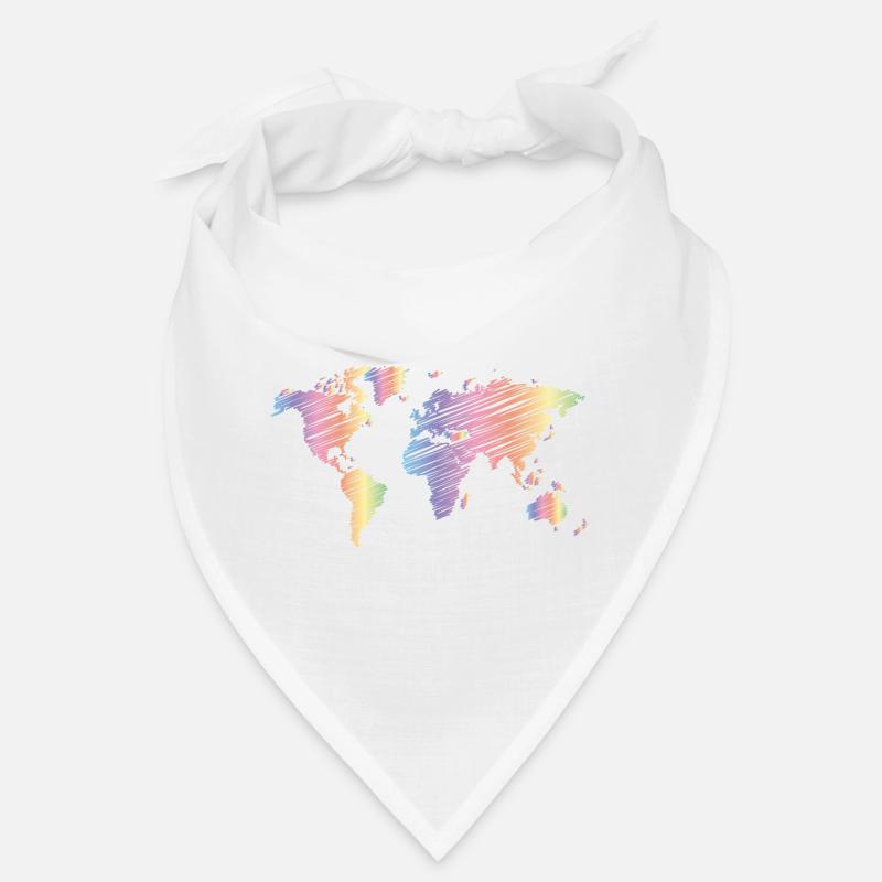Pastel World Map Colorful World Bandana