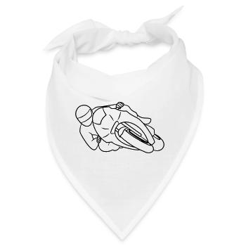 Rennmotorrad in Schräglage - von vorne, dunkel - Bandana - Weiß - Vorne