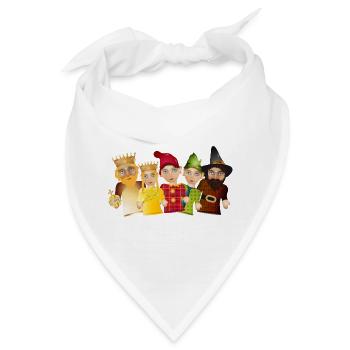 Fünf Figuren aus dem Ensemble des Kasperltheaters - Bandana - Weiß - Vorne