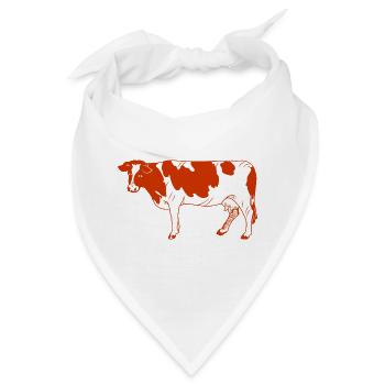 Kuhrotes Fell schaut zur Seite - Bandana - Weiß - Vorne