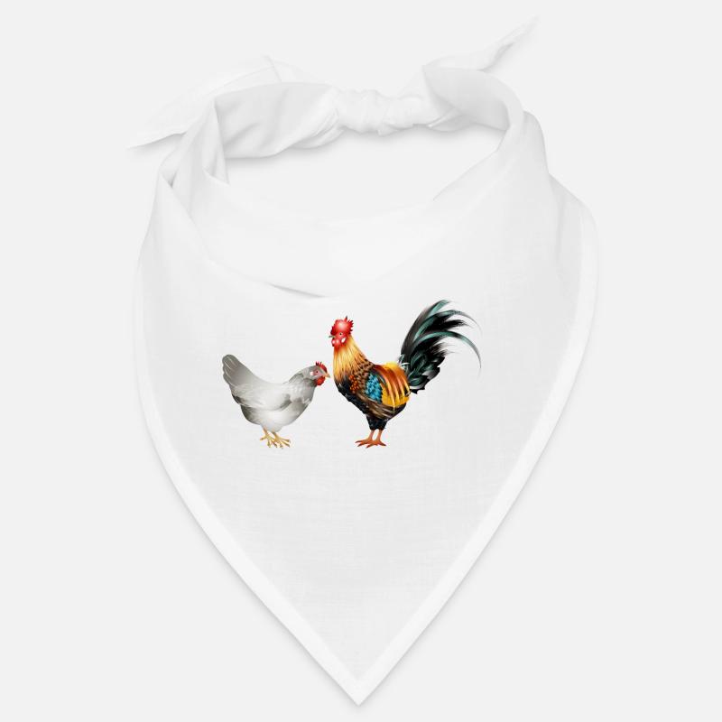 stattlicher farbenprächtiger Hahn mit einer Henne Bandana