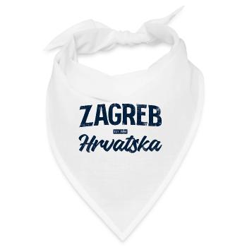 Zagreb Blau Kroatisch Schrift - Bandana - Weiß - Vorne