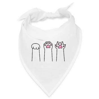 Stein Papier Schere Katze Pfote Spiel Katzenpfoten - Bandana - Weiß - Vorne