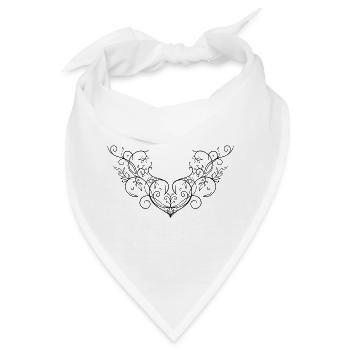 Herz Blätter Ornament Tattoo Schnörkel - Bandana - Weiß - Vorne