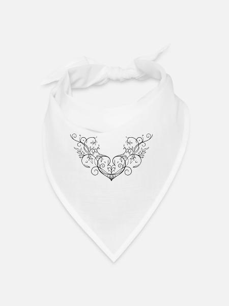 Coeur Feuilles Ornement Tatouage S’épanouir - Bandana - blanc - Devant